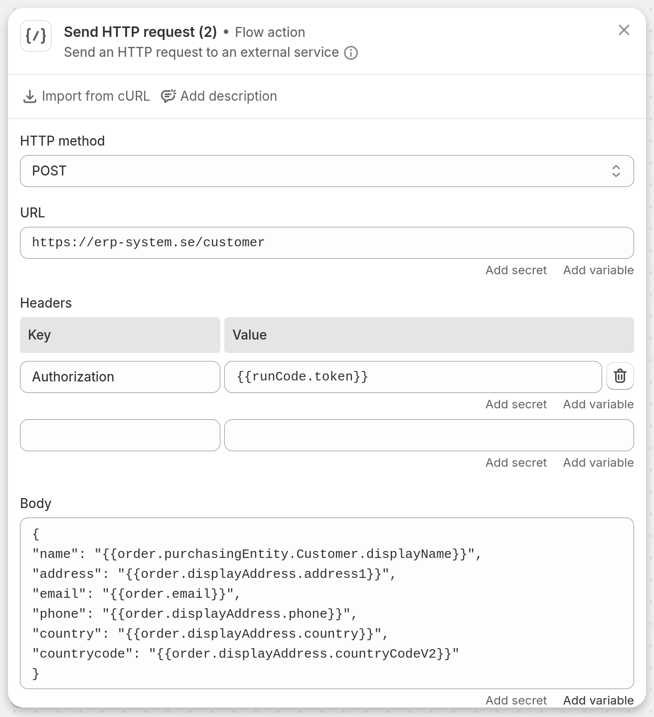 Post customer to ERP - screenshot