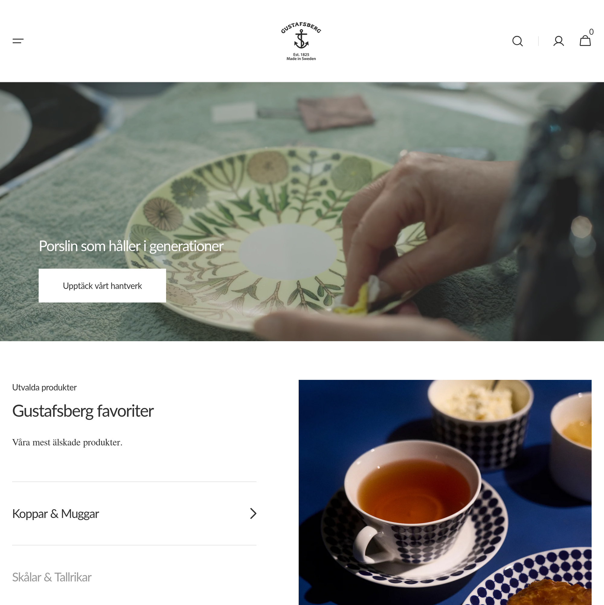 Gustafsberg screnshot - favoriter