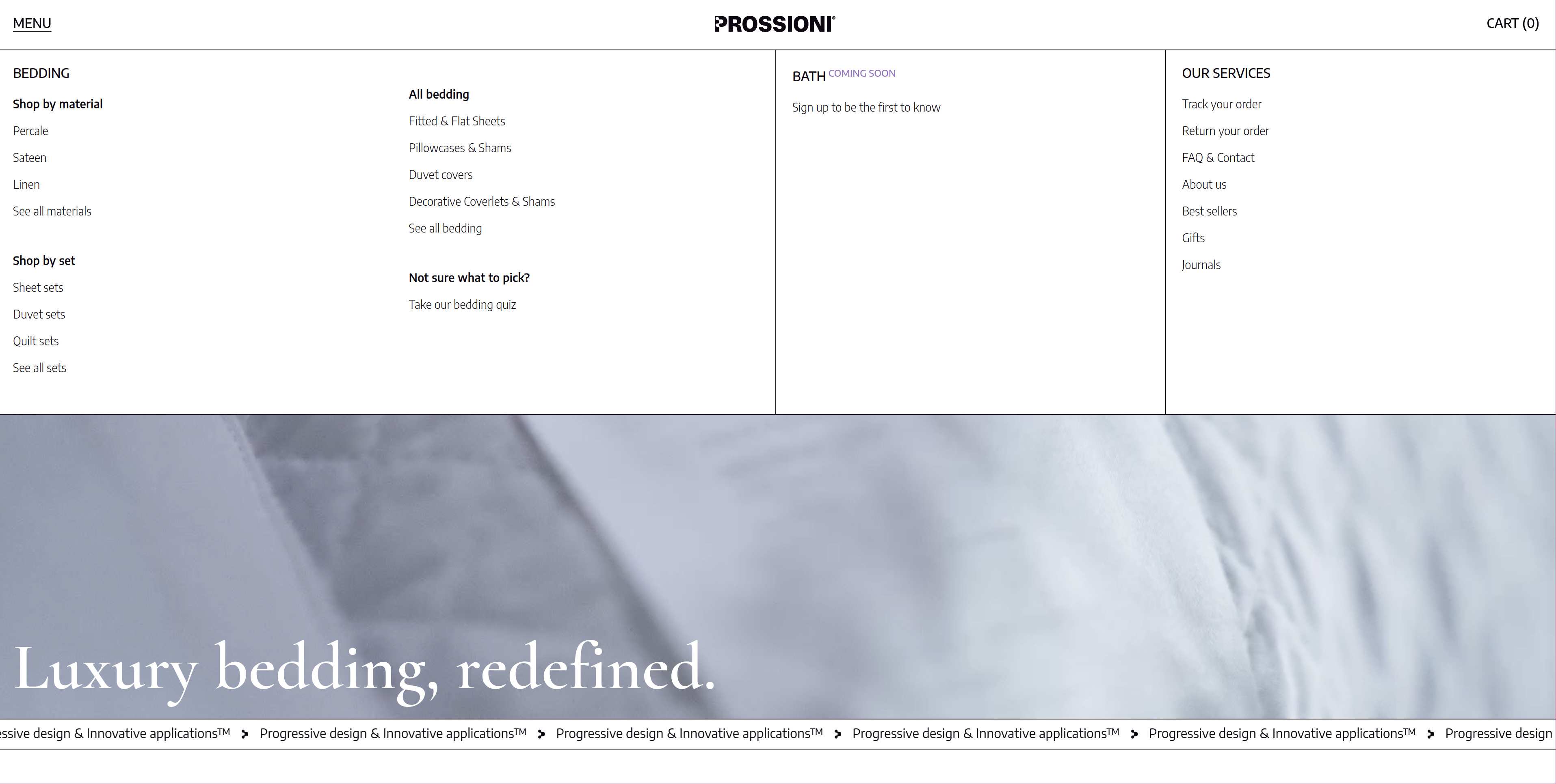 Prossioni - Desktop navigation menu