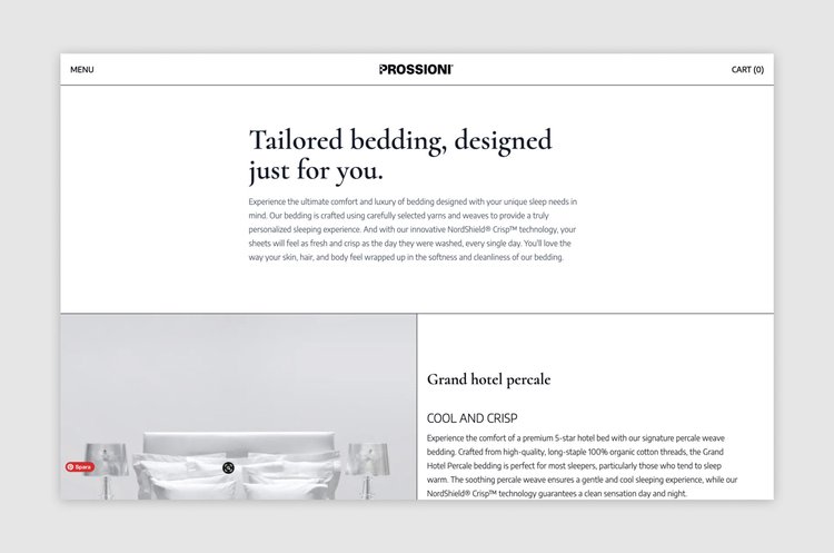 Prossioni - Desktop product sections
